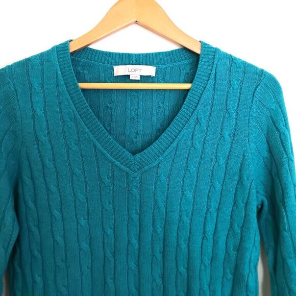 Bundle of 2 LOFT  Wool Angora Blend Cable Knit Sweater V Neck True Size M - Picture 5 of 7